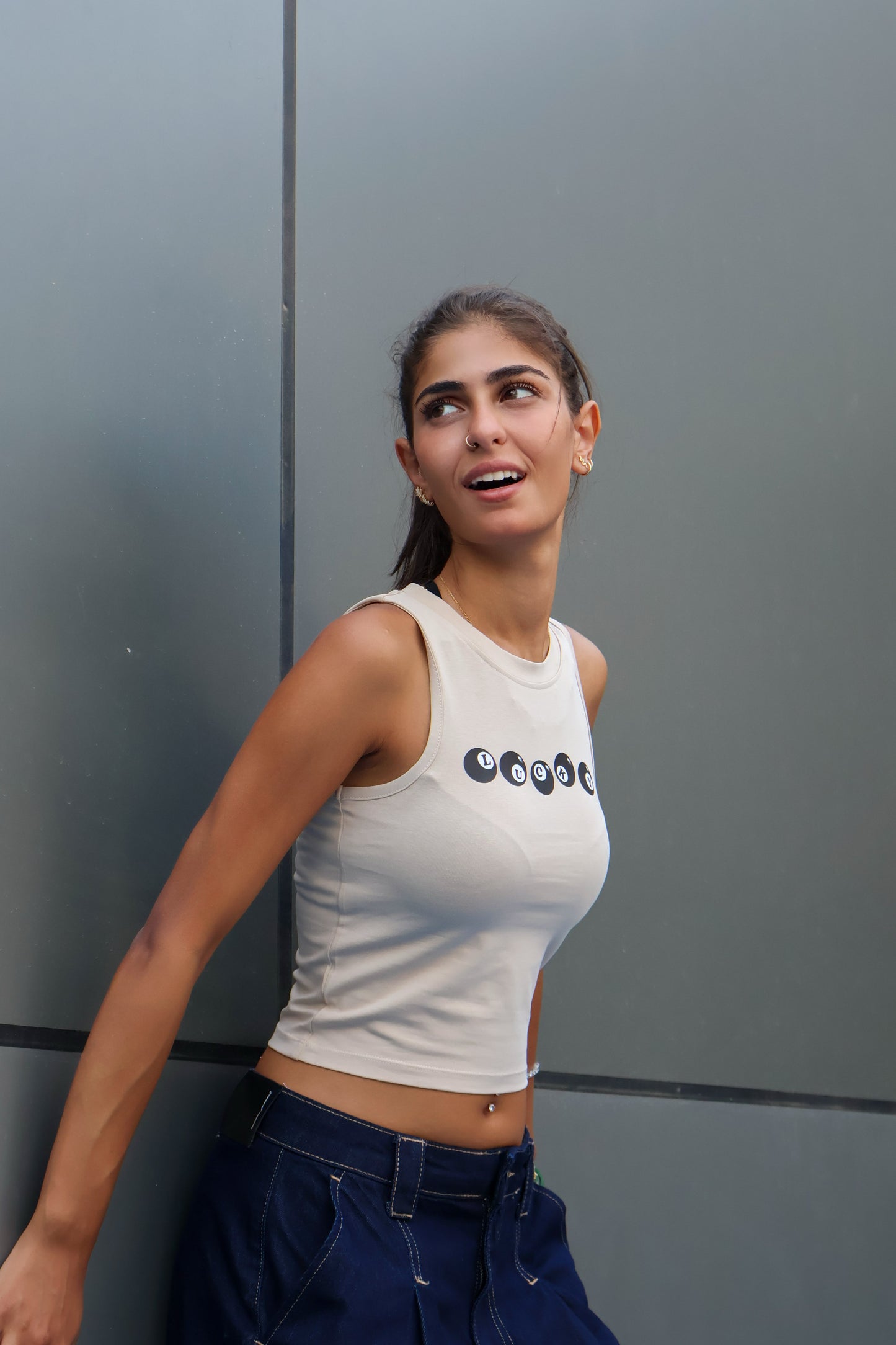 Tank Top Printed Beige