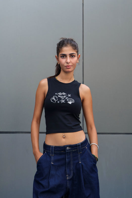Tank Top Printed Black