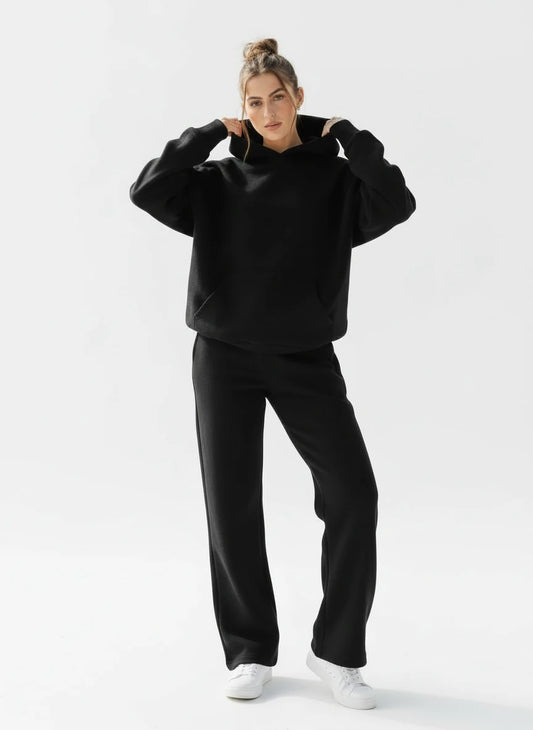 Hoodie & Wide leg Black